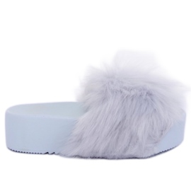 Sive papuče s krznom CK77P Grey II kvalitete siva