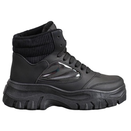 SHELOVET Modne čizme na vezanje crna