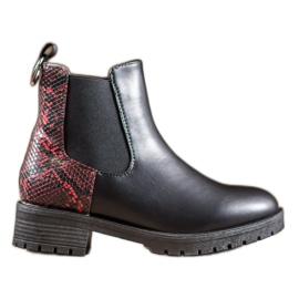 Erino High Chelsea Boots Snake Print crna crvena