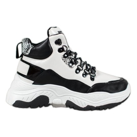 Bella Paris Modne tenisice na vezanje bijela crna