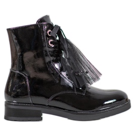 SHELOVET Radnici lakirane eko kože crna