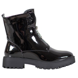 SHELOVET Radnici lakirane eko kože crna