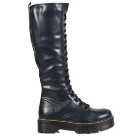 Seastar Čizme na vezanje s eko kožom crna