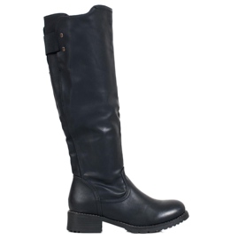 SHELOVET Klasične čizme s eko kožom crna