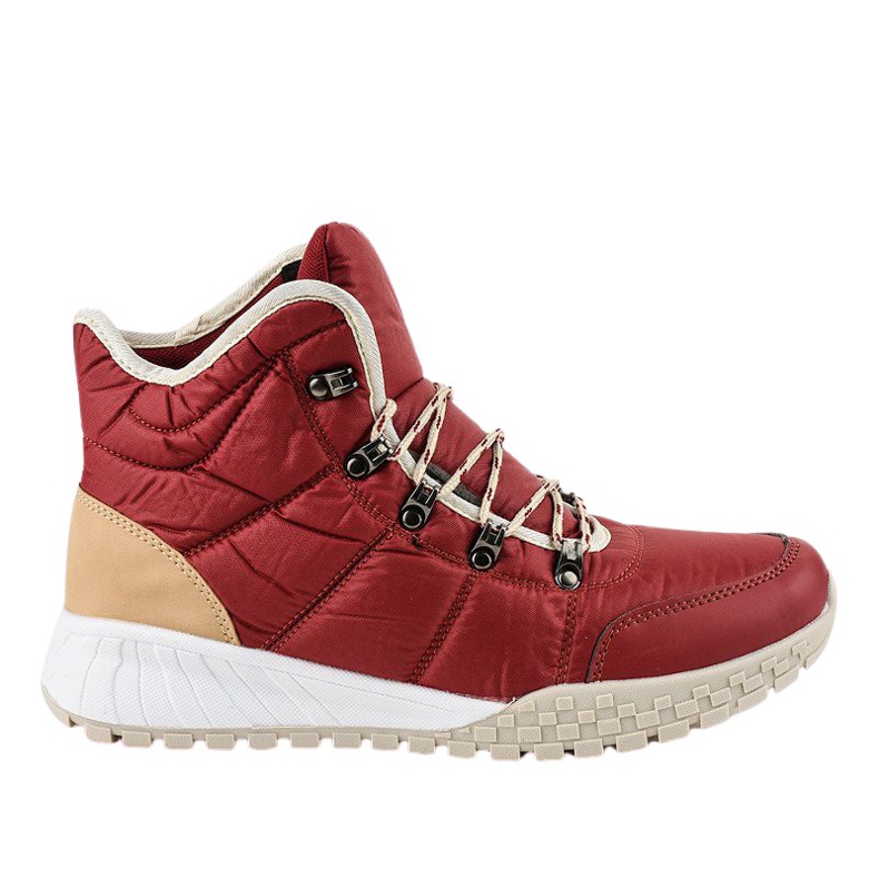 Crvene, izolirane čizme na čipku F118-1 crvena