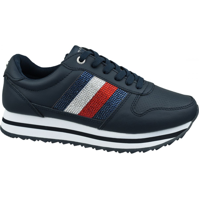 Cipele Tommy Hilfiger Tommy Retro kristalna tenisica W FW0FW04683 Cki mornarsko plava