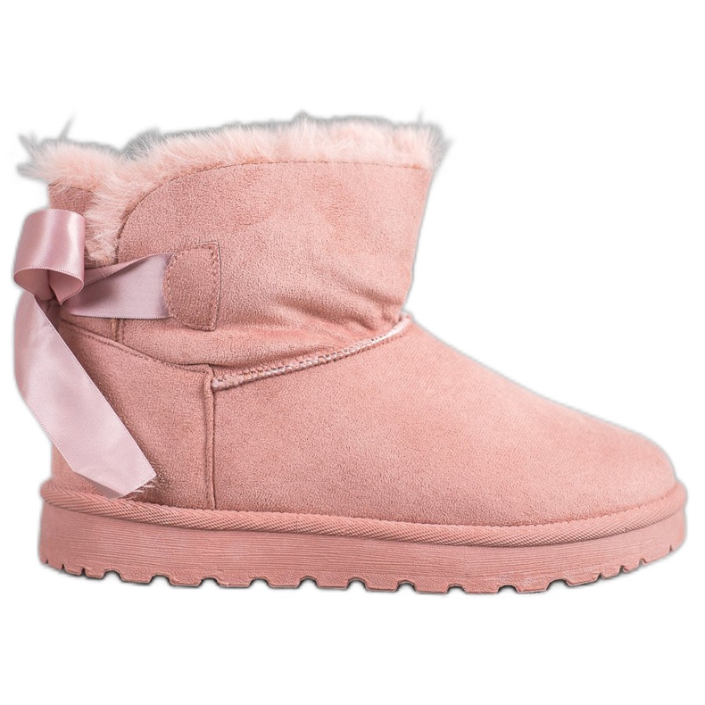 SHELOVET Topli mukluki s mašnom ružičasta