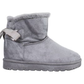 SHELOVET Topli mukluki s mašnom siva