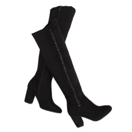 Crne čizme s visokim potpeticama 7539-GG Crne crna