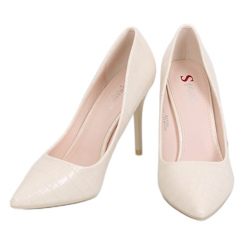 Ženska zmijska koža na štiklu bež GG-81P Bež