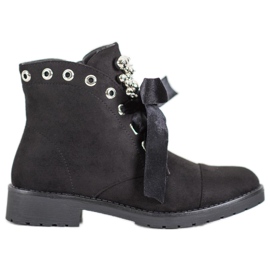 Bella Paris Čizme s ukrasnom mašnom crno