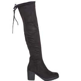 SHELOVET Čizme od antilopa na platformu crna