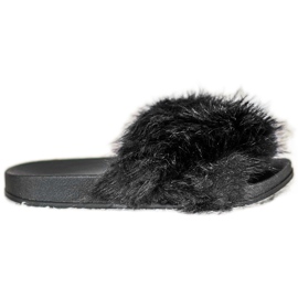 SHELOVET Udobne krznene papuče crna