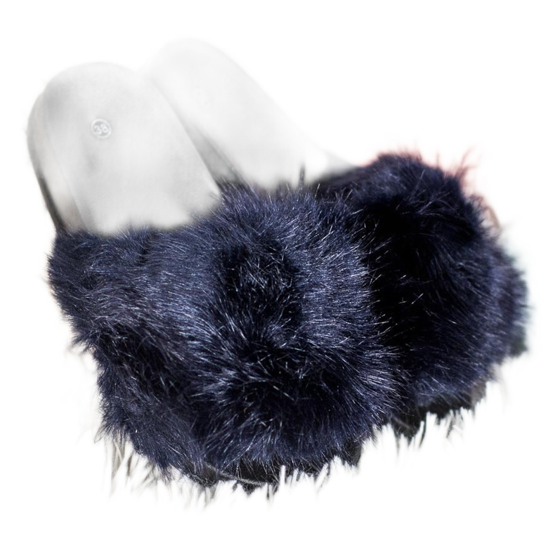 SHELOVET Udobne krznene papuče plava