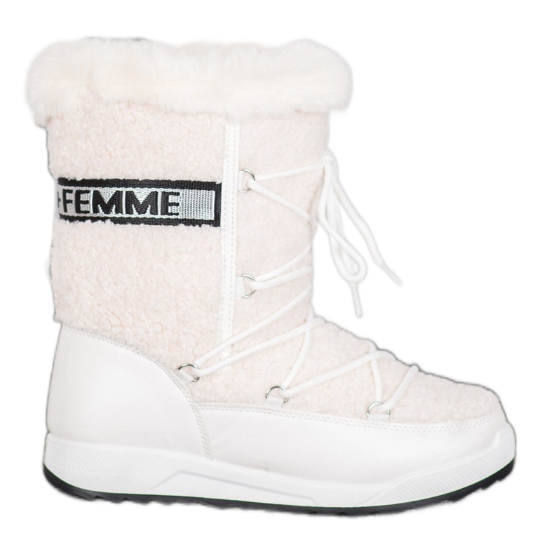 Small Swan Modne čizme za snijeg na vezanje bijela