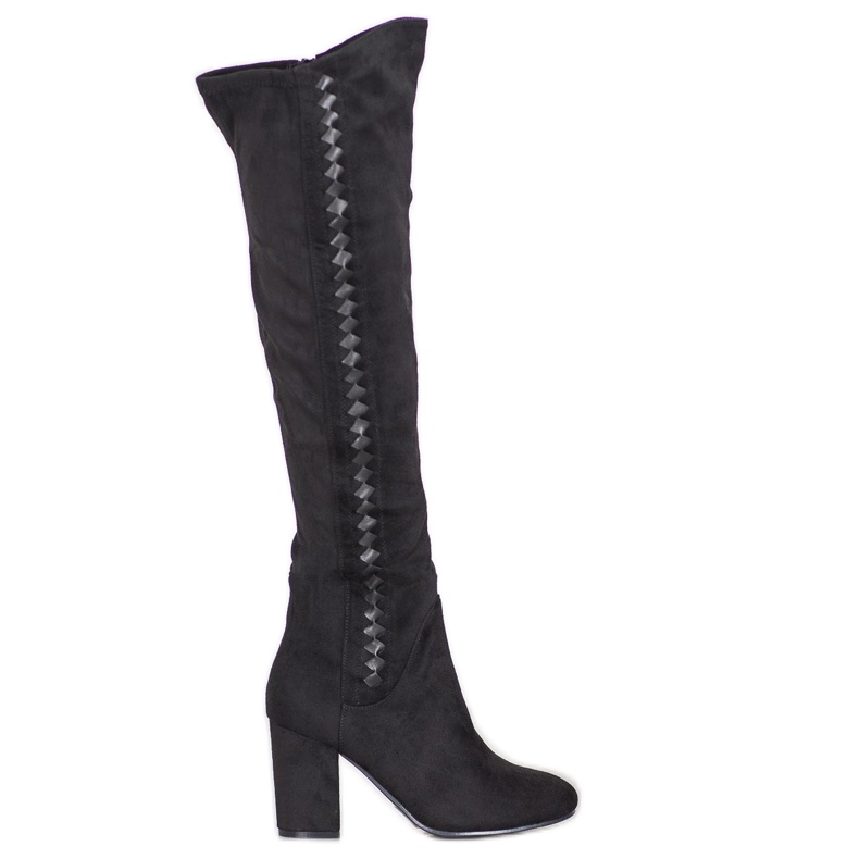 SDS Čizme od antilopa na visoku petu crno