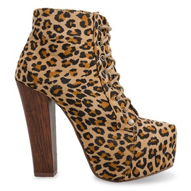 Čvrste čizme na petu E347 bež smeđa crna višebojan