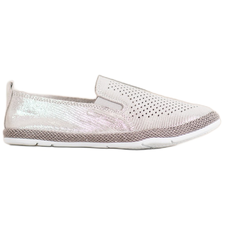 Goodin Ažurne kožne espadrile siva žuta boja