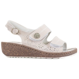 Goodin Kožne sandale na klin smeđa