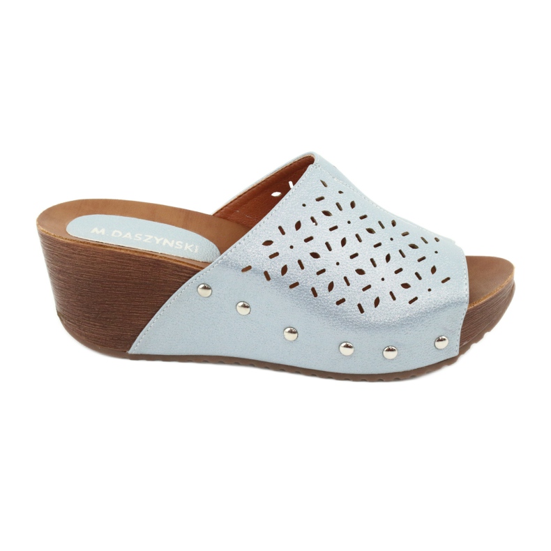 M.Daszyński Ženske papuče na klin Daszyński SA144-8 plava