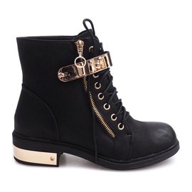 Čipkaste gležnjače s kopčom F03 crne crna