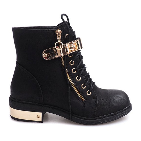 Čipkaste gležnjače s kopčom F03 crne crno