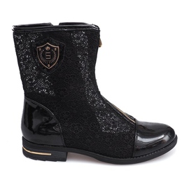 Ažurne čizme sa patentnim zatvaračem X362 crne crna