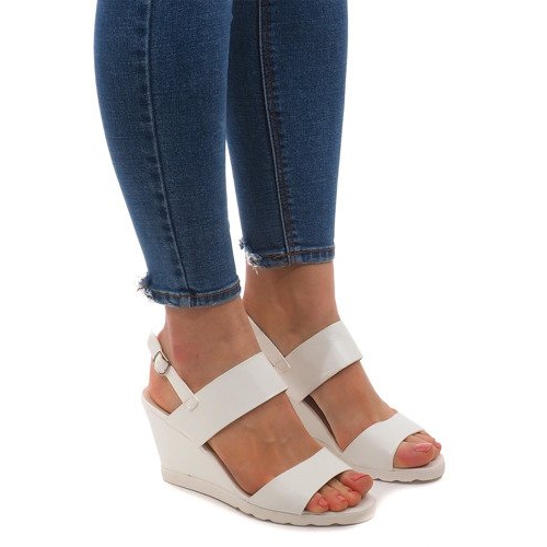 Sandale na klin EL-18 bijele bijela