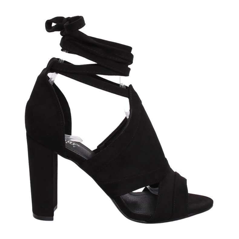 Crne sandale vezane za gležanj NS112P Crna crno