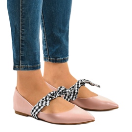 Ružičaste balerinke na vezanje s mašnicama NK07P ružičasta