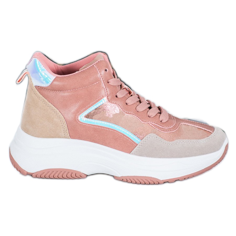 Ideal Shoes Visoke čizme na platformi ružičasta raznobojna