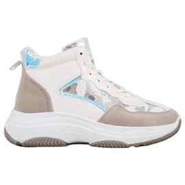 Ideal Shoes Visoke čizme na platformi bijela smeđa višebojan