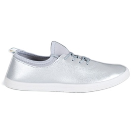 SHELOVET Lagane tenisice s eko kožom siva