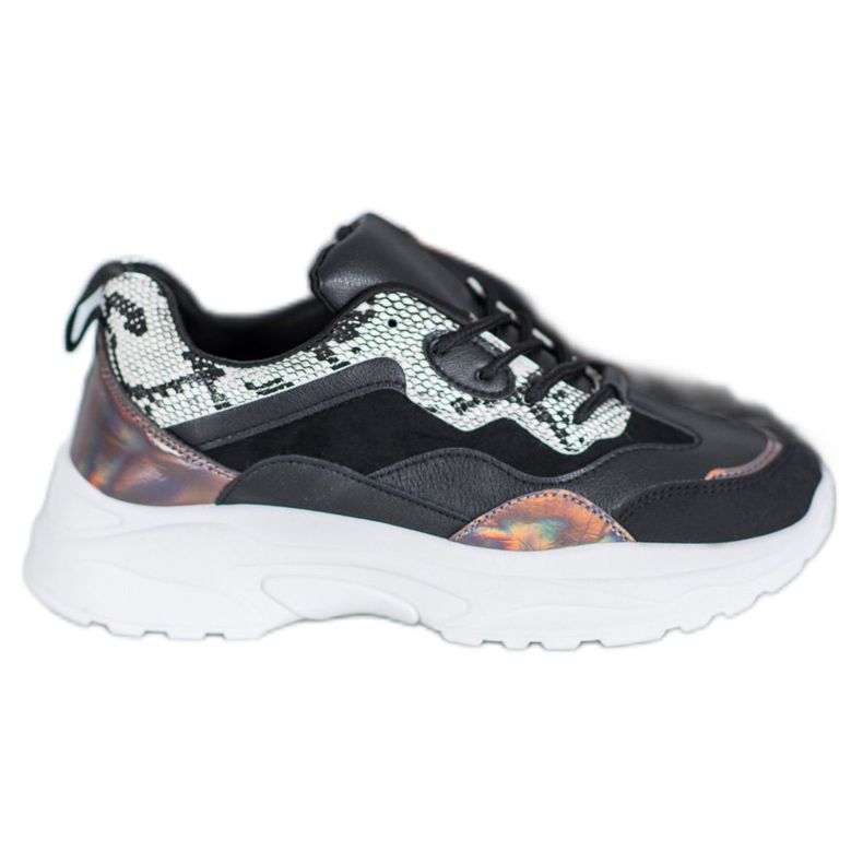 SHELOVET Vezane tenisice s eko kožom crno raznobojna