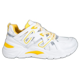 Small Swan Udobne tenisice od eko kože bijela žuta boja