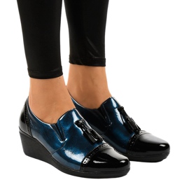 Crne cipele na klin 7-9022 crna tamnoplava