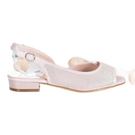 Sergio Leone Ažur sandale na niske pete ružičasta