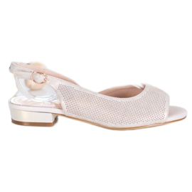 Sergio Leone Ažur sandale na niske pete bež