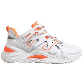 Small Swan Udobne tenisice od eko kože bijela naranča