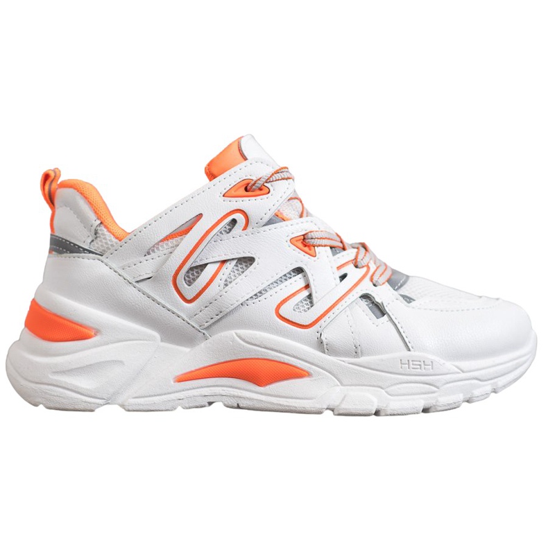 Small Swan Udobne tenisice od eko kože bijela naranča