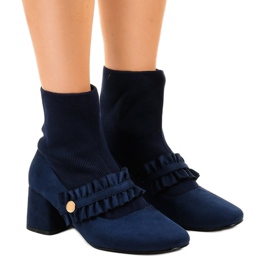 Teget pumpe od velura na stupu JM8118Y tamnoplava