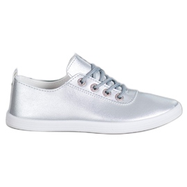 SHELOVET Elegantne tenisice s eko kožom siva