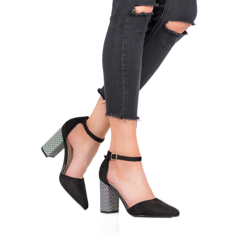 Goodin Elegantne crne pumpe crno žuta boja