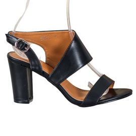 SHELOVET Udobne sandale s visokim potpeticama crna