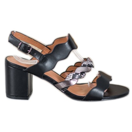 Small Swan Sandale na šanku crno