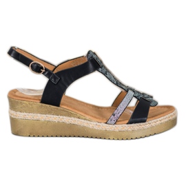 Small Swan Sandale na klin crna