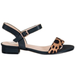 Small Swan Sandale s leopard printom crna