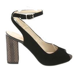 Gamis Ženske crne kožne sandale crne 3930 crna