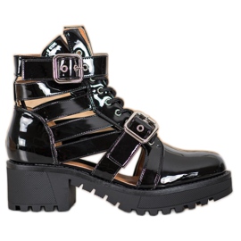 Seastar Lakirane modne čizme crno