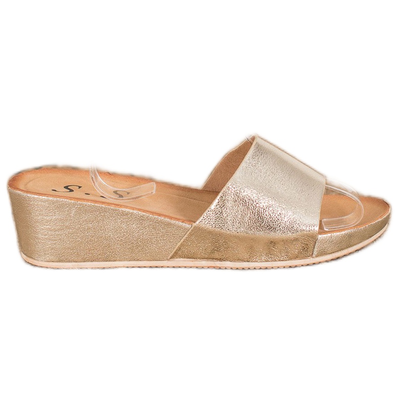 SHELOVET Elegantne papuče na klin žuta boja